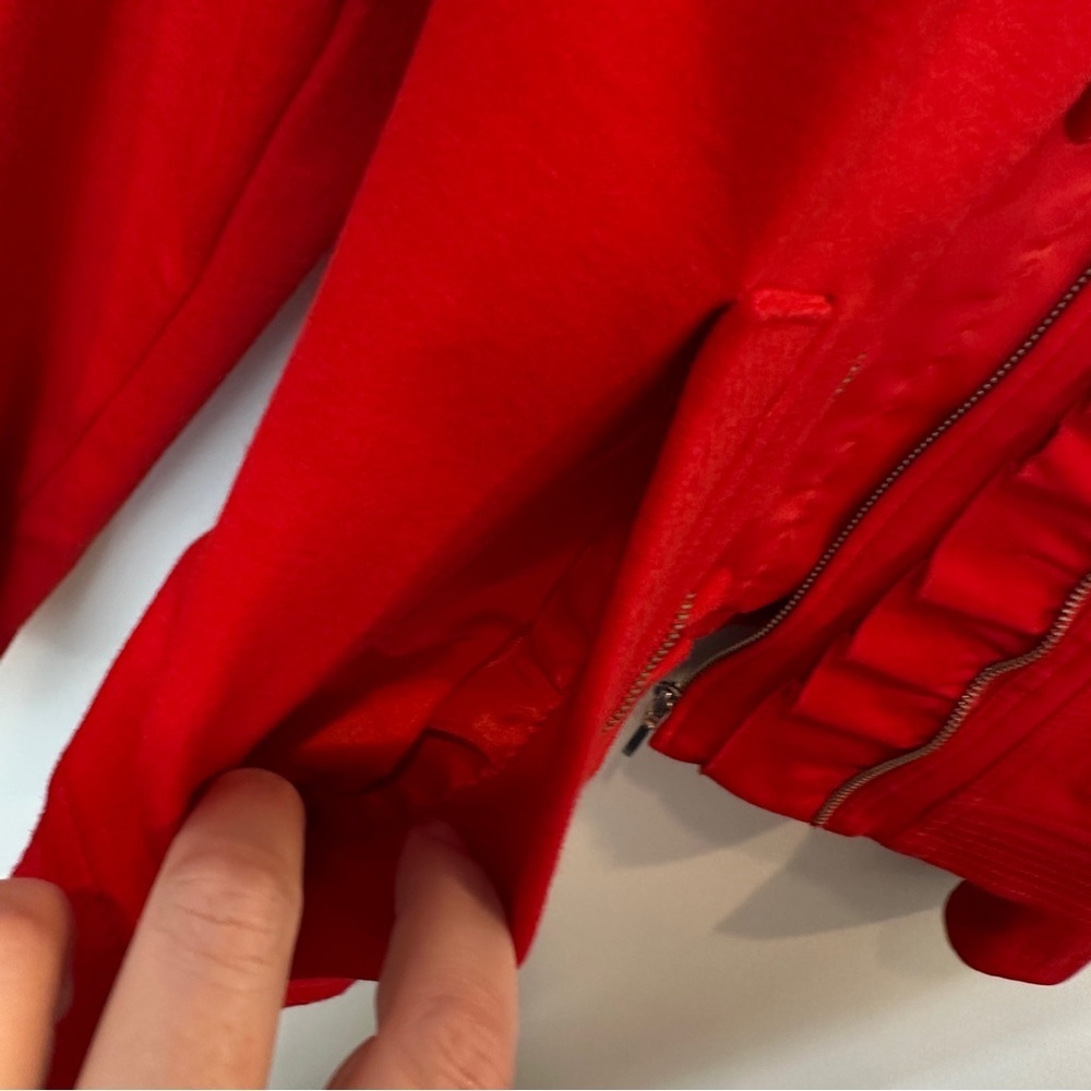 INC Red Ruffled Front Zip Jacket‎ M - Picture 4 of 10